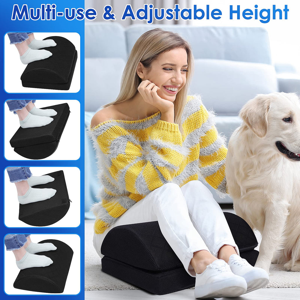 Foot Rest,Desk & Gaming Accessories,Foot Rest for Under Desk at Work,Comfortable Footrest with 2 Adjustable Heights & Removable Cover, Office Desk Accessories（Black-20 in）
