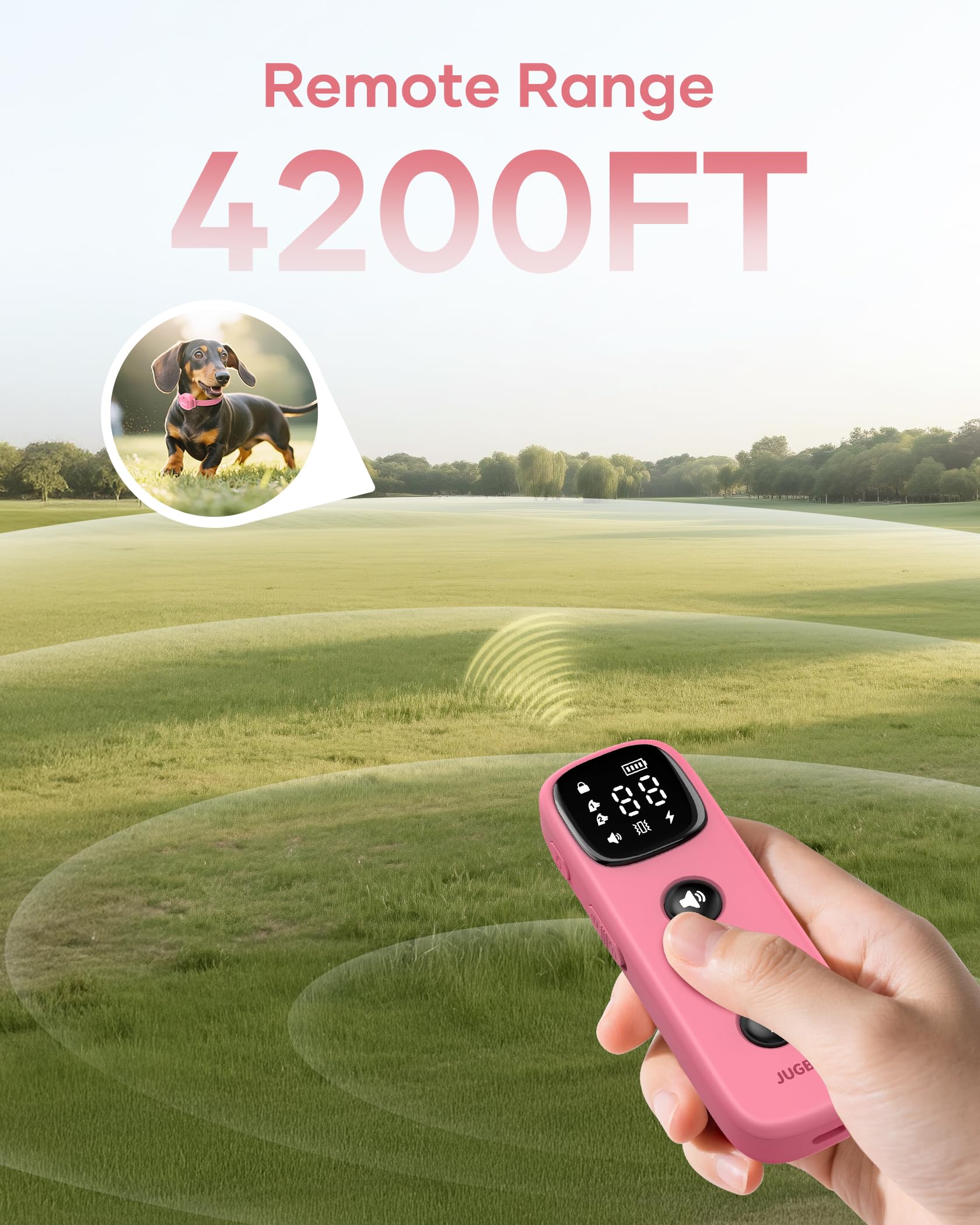 Dog Training Collar - 4200FT Remote Dog Collar with 3 Training Modes for Small Dogs with Pet ID Tag & Security Lock, IPX8-Waterproof Rechargeable E-Collar for Mini Small Medium Dogs (Pro Pink)