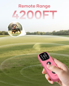 Dog Training Collar - 4200FT Remote Dog Collar with 3 Training Modes for Small Dogs with Pet ID Tag & Security Lock, IPX8-Waterproof Rechargeable E-Collar for Mini Small Medium Dogs (Pro Pink)
