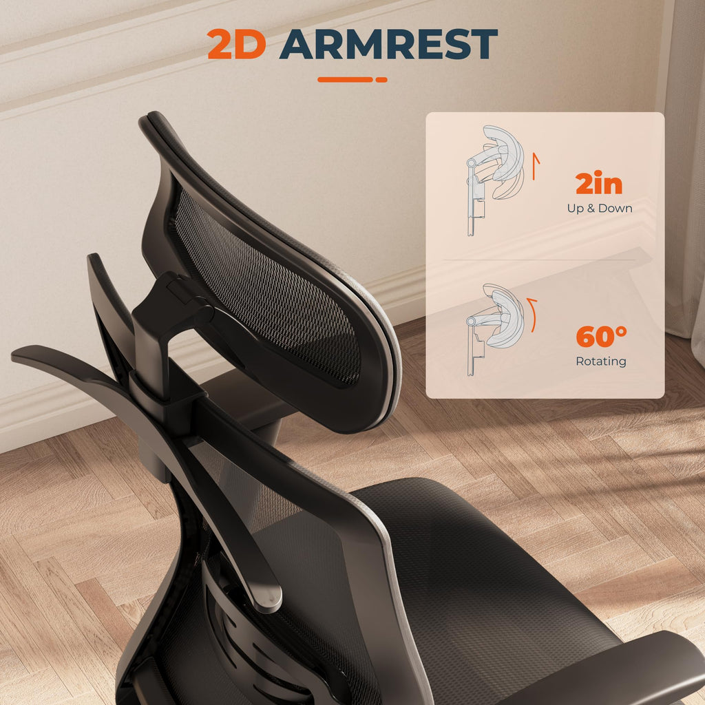 Ergonomic Office Chair High Back Computer Chair Home Office Desk Chairs with Lumbar Support/Heavy Duty Base/Headrest/Lockable Back, Comfortable Foam Seat Cushion, ErgoChair Pro, Black