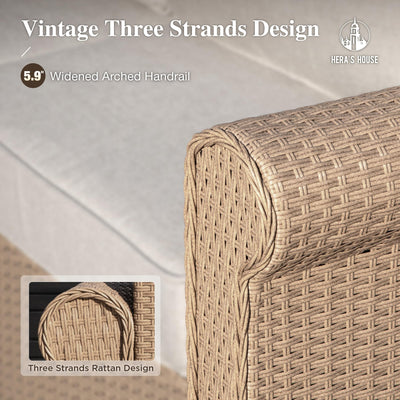 8 Pieces Patio Furniture Set, All Weather 9 Seats Outdoor Wicker Sofa with Ottomans, Rattan Patio Conversation Set with 5.5