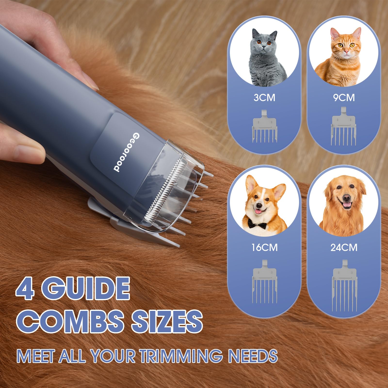 Dog Grooming Vacuum and Dryer Kit, Blower for Pet Vacuum Grooming 7 in 1 with Clippers for Dogs Hair Shedding Brush Remover Tools at Home Blue Grey