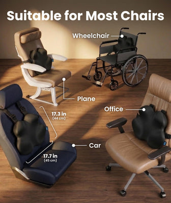 Lumbar Support Pillow for Office Chair - Memory Foam Back Cushion for Car Seat - Promotes Better Posture, Back Pain Relief - Ideal for Gaming and Desk Chairs