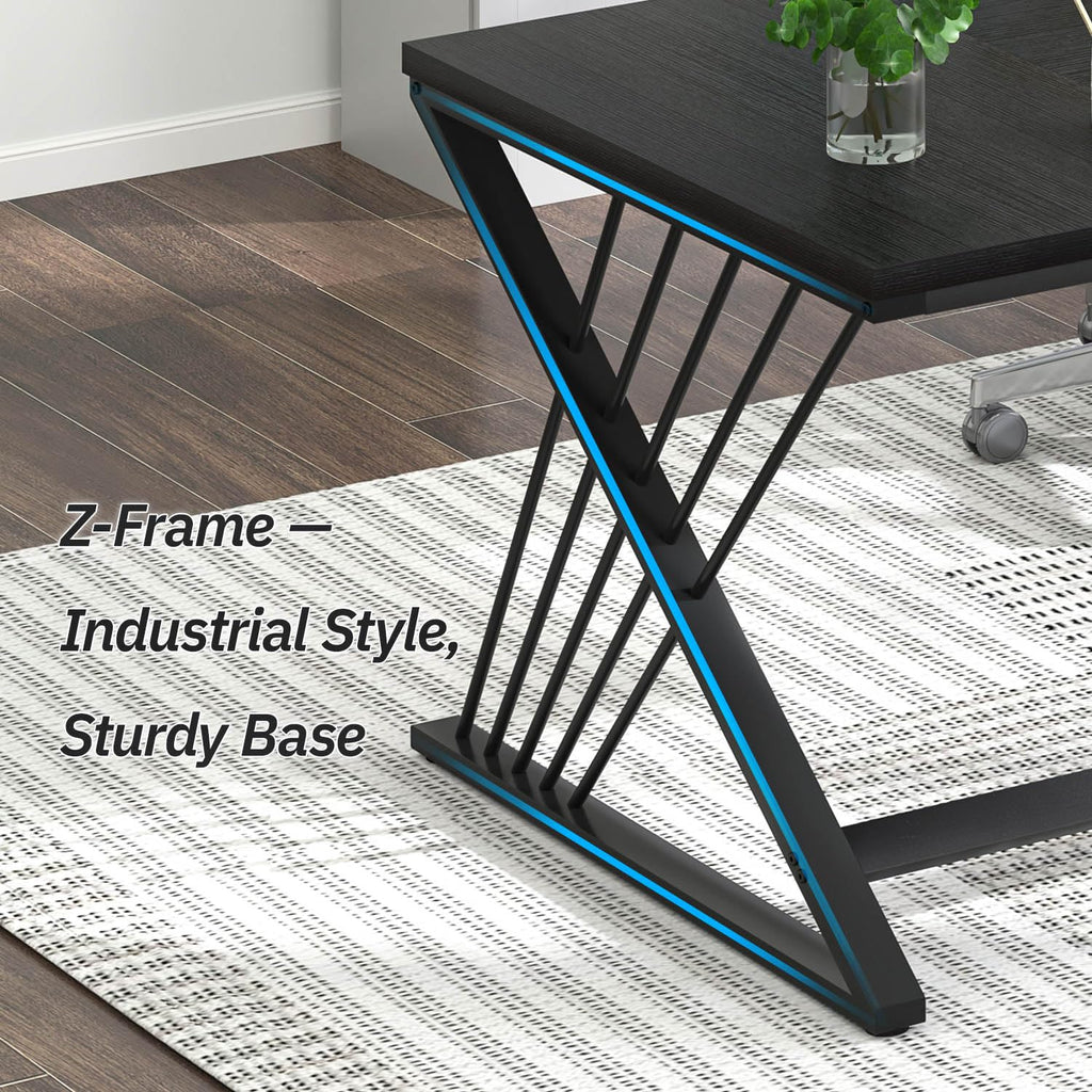 70.9" Black Computer Desk, Modern Home Office Desk, Large Gaming Workstation Executive Desk with Z-Shaped Legs, 2 Person Large Study Writing Table for Bedroom