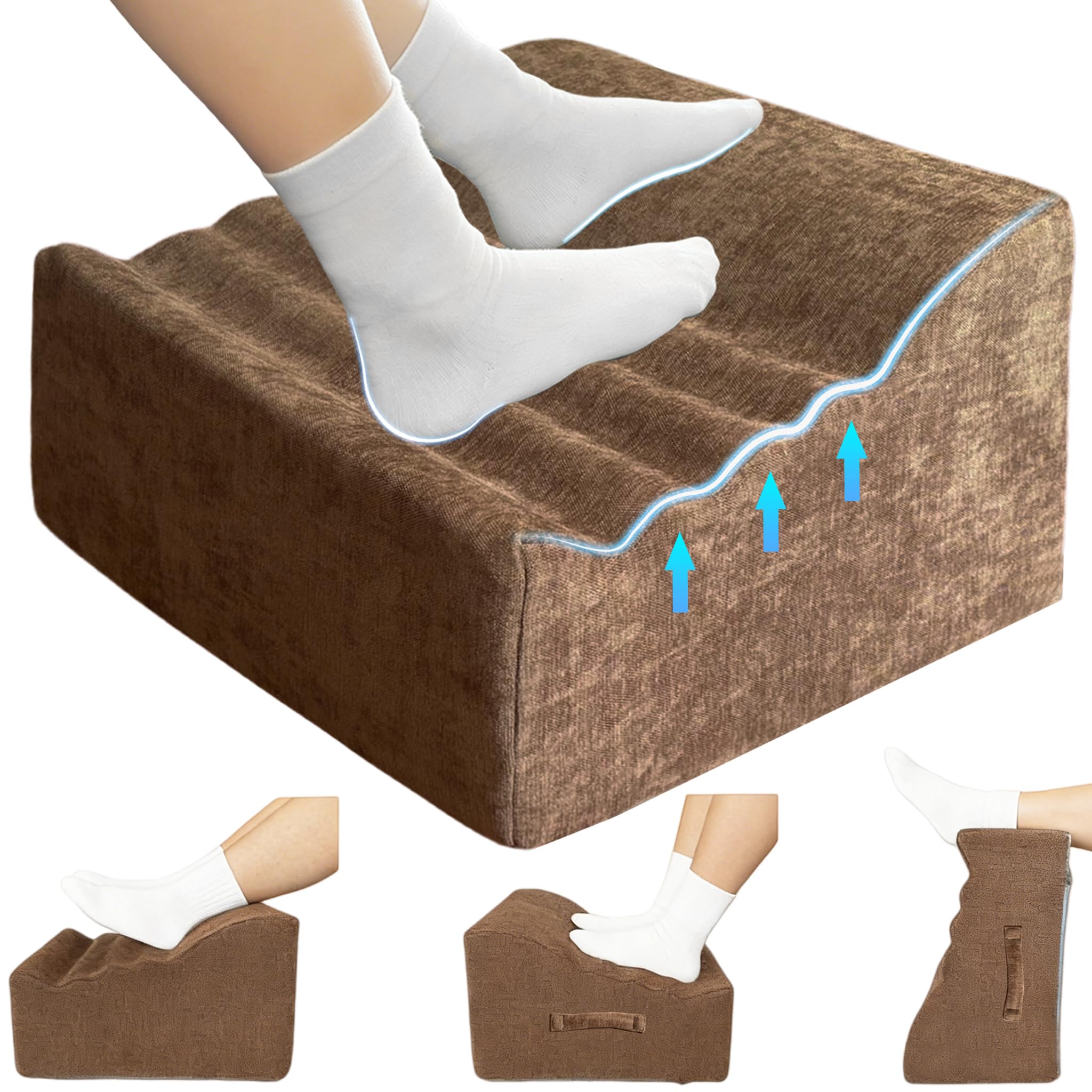 Foot Rest for Under Desk at Work, Non-Slip Office Foot Stool for Office Chair, Gaming Chair & Sofa, Leg Elevation Support for All-Day Comfort (Brown)