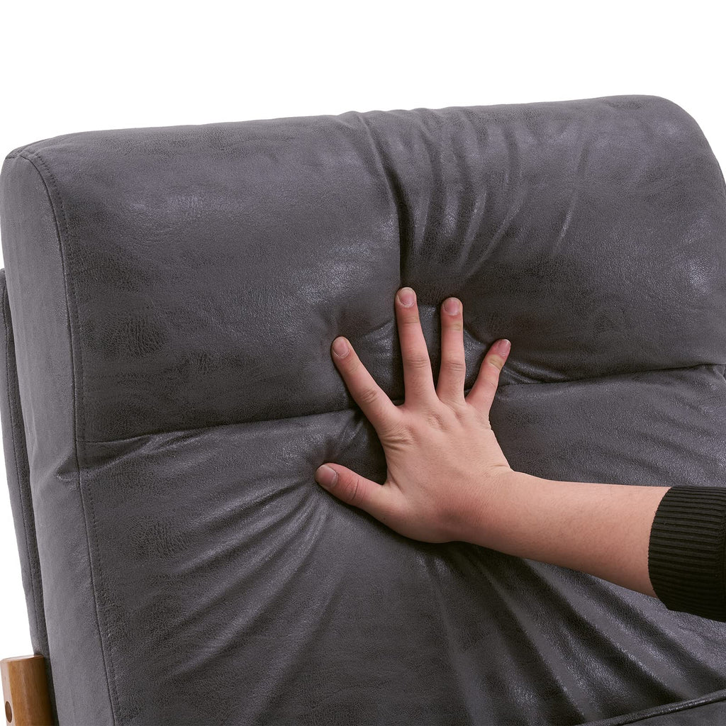 High Back Microfiber Dark Grey Mid Century Modern Accent Chair, Soild Wood Padding Lounge Armchairs Side Sitting Chairs for Living Room, Bedroom, Guest Room