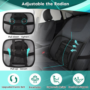 Mesh Back Lumbar Support, Back Support Seat Cushion with Breathable Mesh for Office Chairs Car 12” x 16”