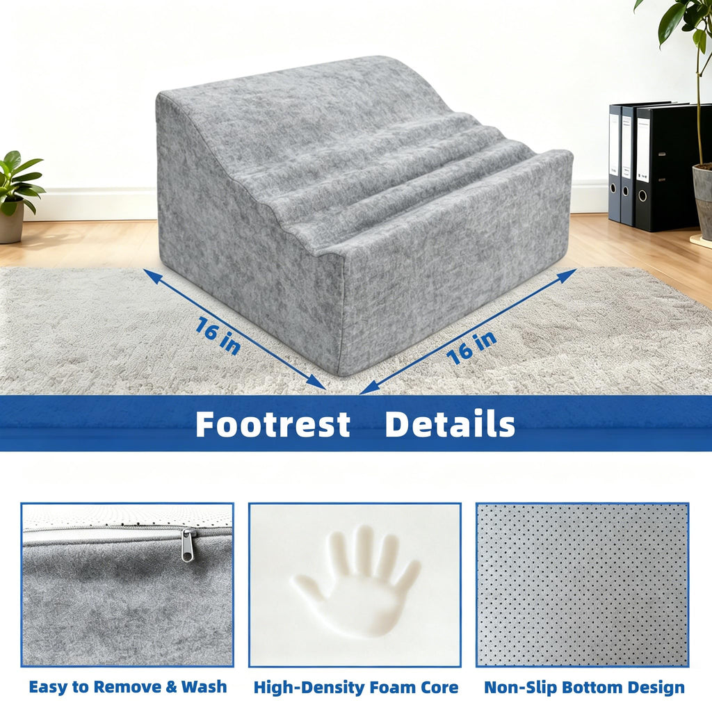 Under Desk Foot Rest, Non-Slip Office Foot Stool for Office & Gaming Chair, Leg Support for All-Day Comfort (Light Gray)