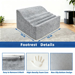 Under Desk Foot Rest, Non-Slip Office Foot Stool for Office & Gaming Chair, Leg Support for All-Day Comfort (Light Gray)