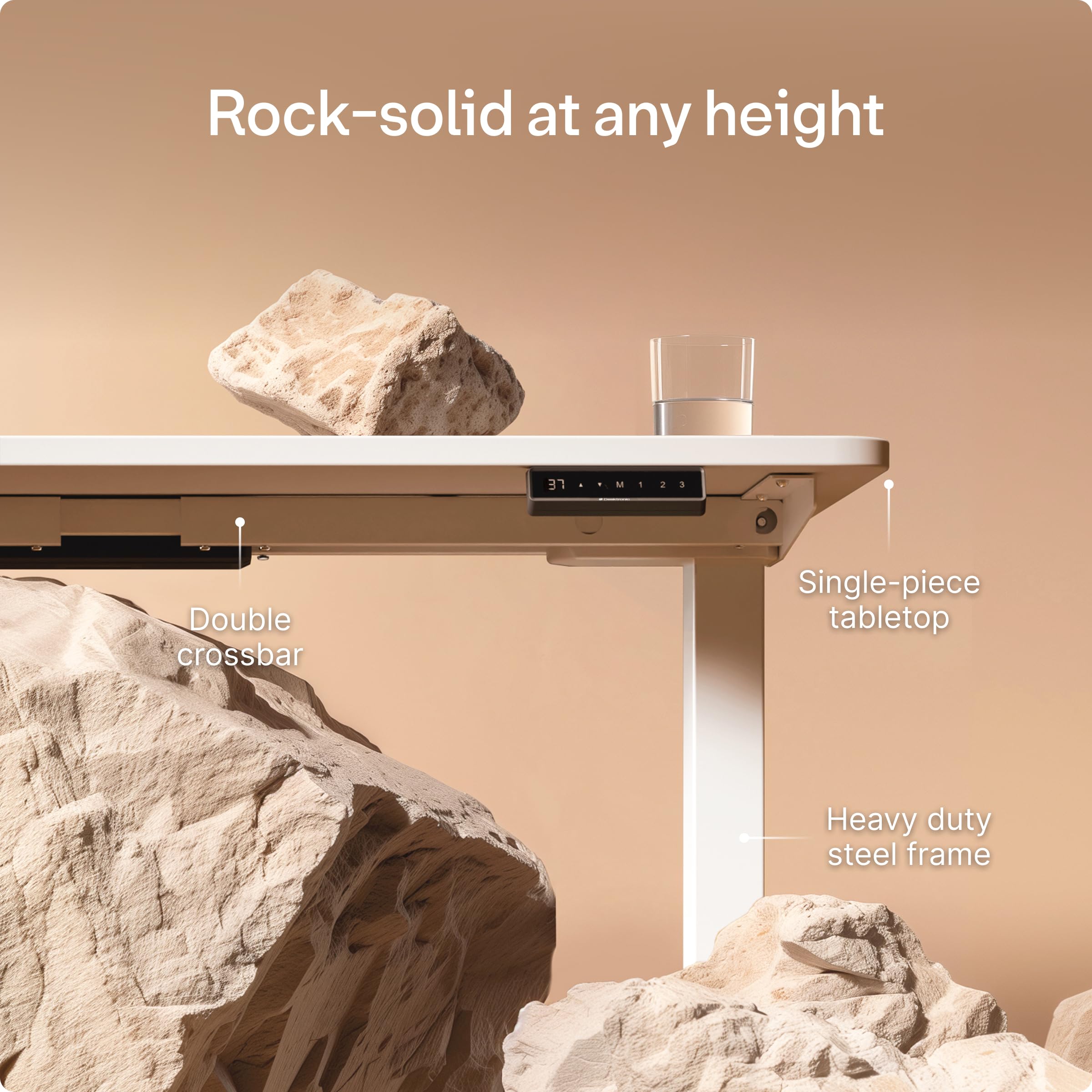 HomePro Standing Desk 54x28 — Made in Europe, Ergonomic Sit Stand Home Office Desk, Electric Height Adjustable, Dual Motor, USB & USB-C Charging, Wobble-Free, Touchscreen, 3 Memory Presets