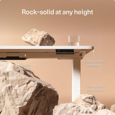 HomePro Standing Desk 54x28 — Made in Europe, Ergonomic Sit Stand Home Office Desk, Electric Height Adjustable, Dual Motor, USB & USB-C Charging, Wobble-Free, Touchscreen, 3 Memory Presets