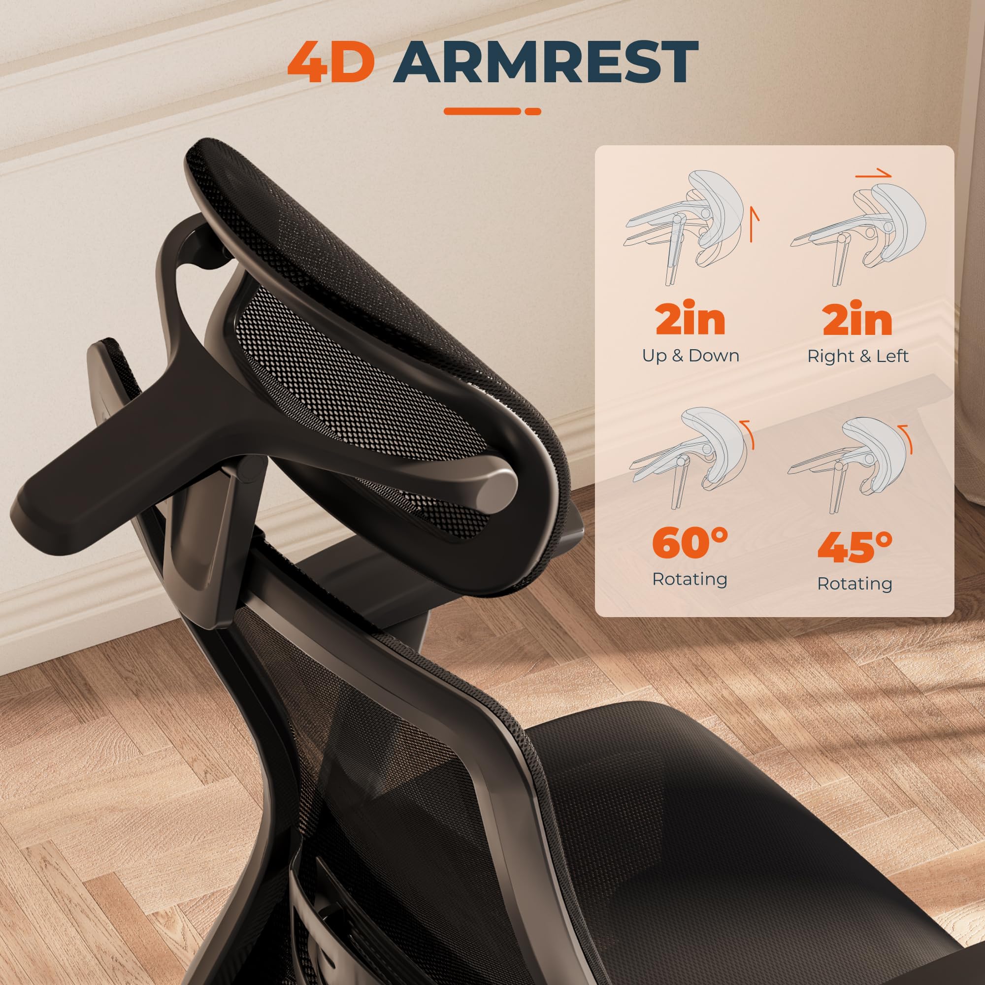ErgoChair Pro Big and Tall Office Chair for Heavy People, Swivel Computer Chair Desk Chairs, with Lumbar Support/23in Retractable Footrest/4D Headrest/500lbs Heavy Duty, Mesh Seat, Black