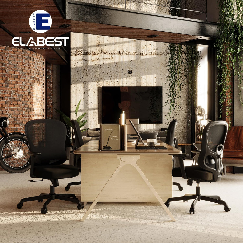 Ergonomic Office Chair,Home Desk Chair with Mesh Back,Adjustable Lumbar Support,Built-in Springs Wide Seat,Executive Task Chair with 3-D Big Armrests,Tilt Function,Computer Desk Chair