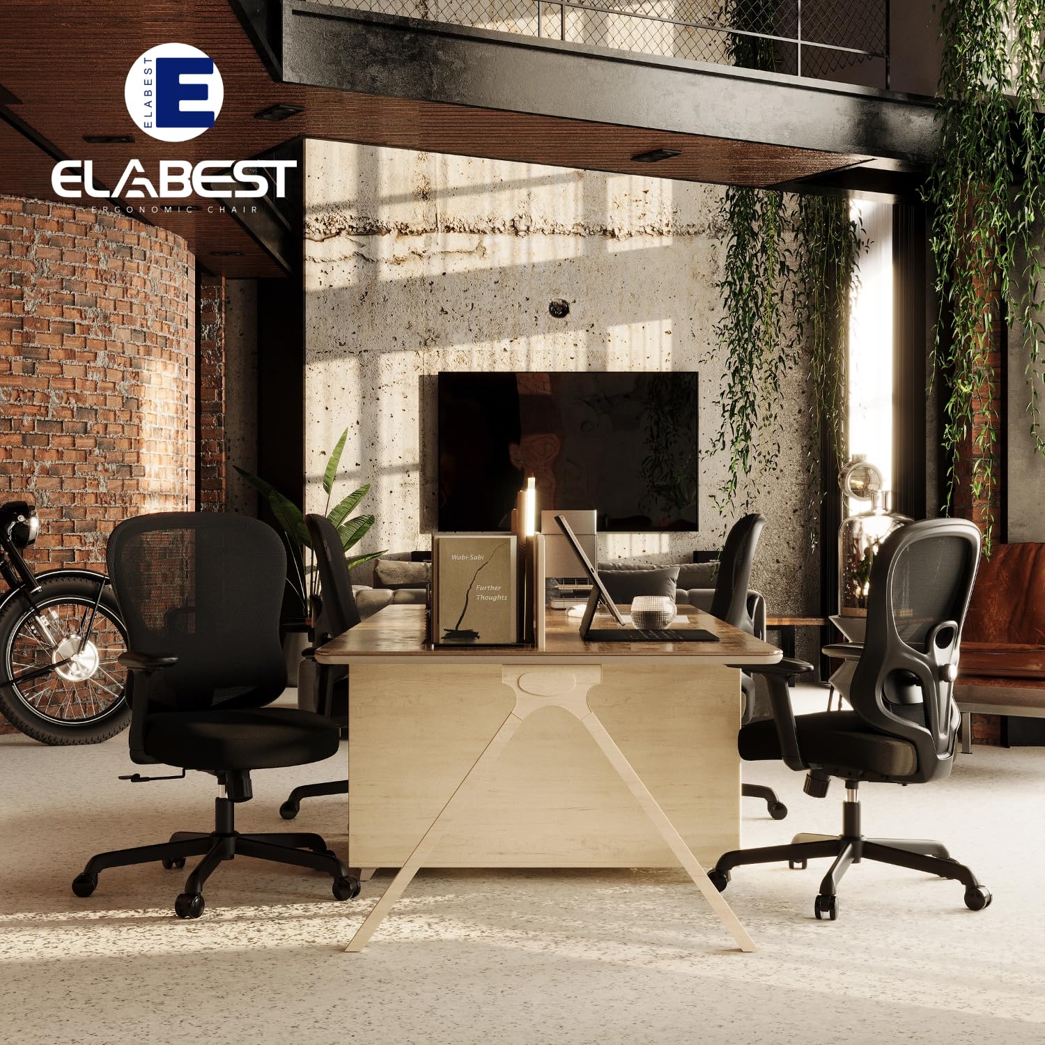 Ergonomic Office Chair,Home Desk Chair with Mesh Back,Adjustable Lumbar Support,Built-in Springs Wide Seat,Executive Task Chair with 3-D Big Armrests,Tilt Function,Computer Desk Chair