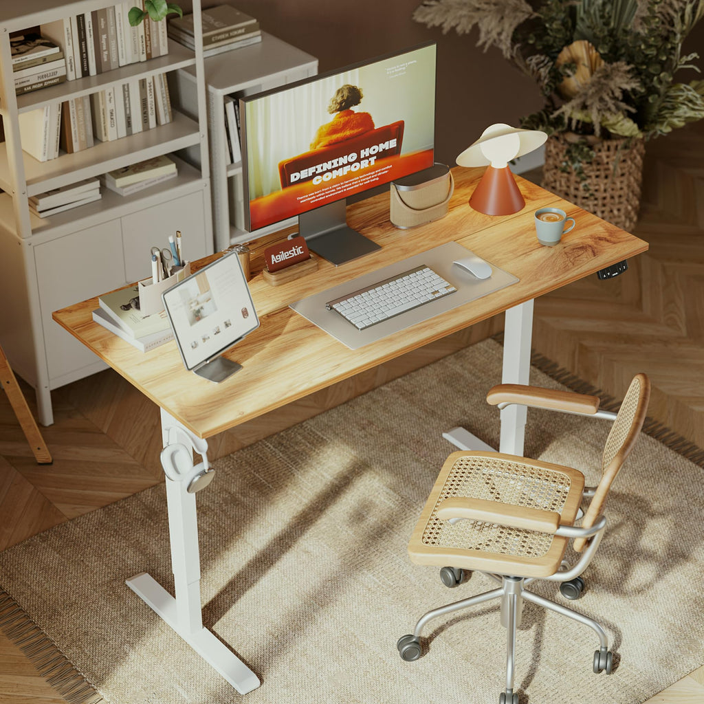 Electric Standing Desk, 48 x 24 Inches, Light Rustic Brown