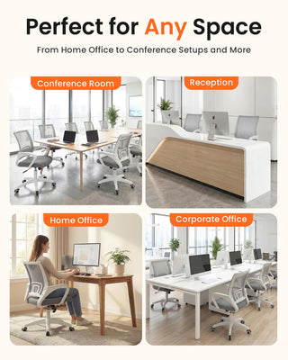 Office Desk Computer Chair Ergonomic Mesh Gaming Cushion Seat with Comfy Lumbar Mid Back Support Adjustable Height Swivel Rolling Wheels for Home Task (Grey)