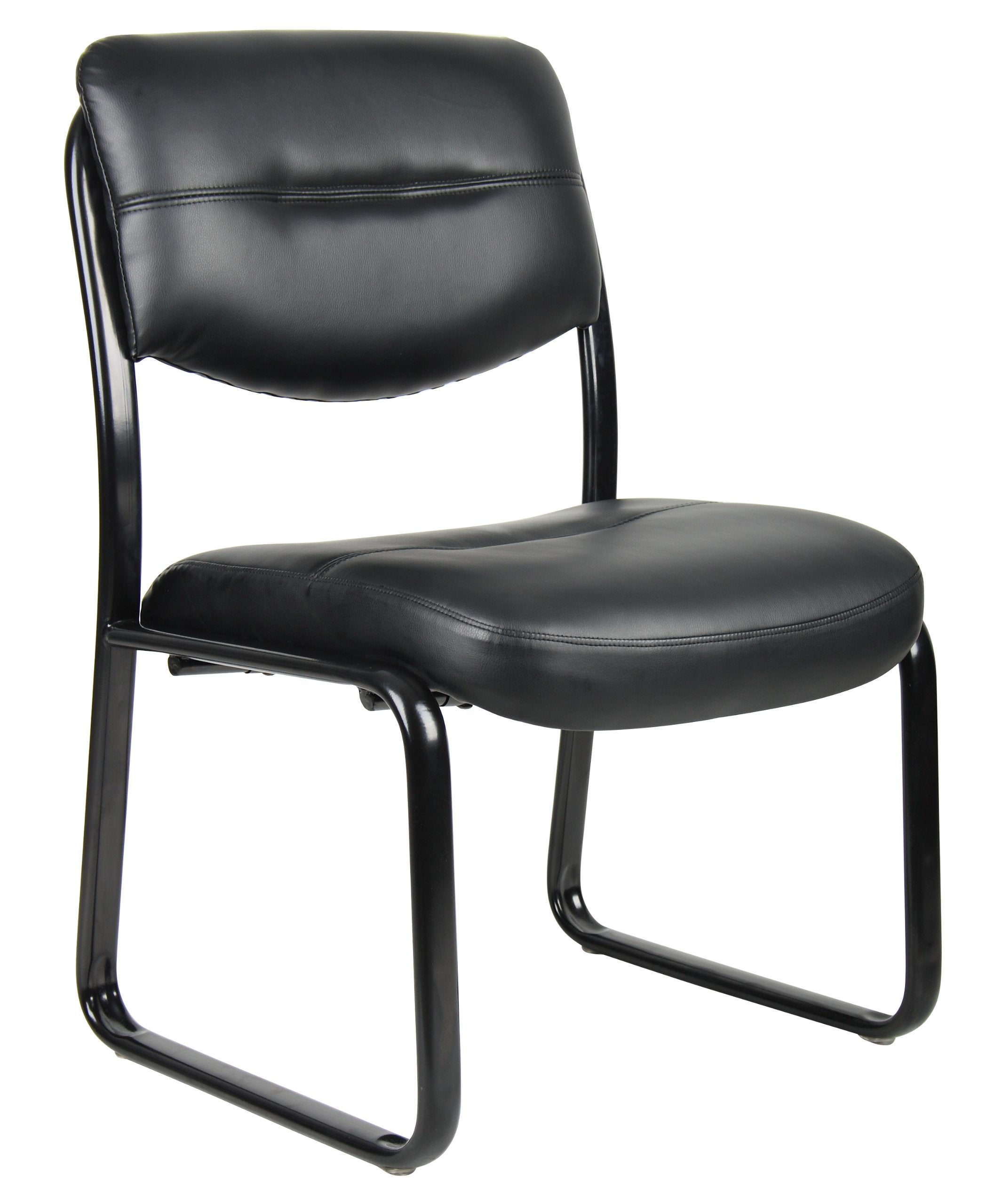 B9539 Leather Sled Base Side Chair in Black, 250
