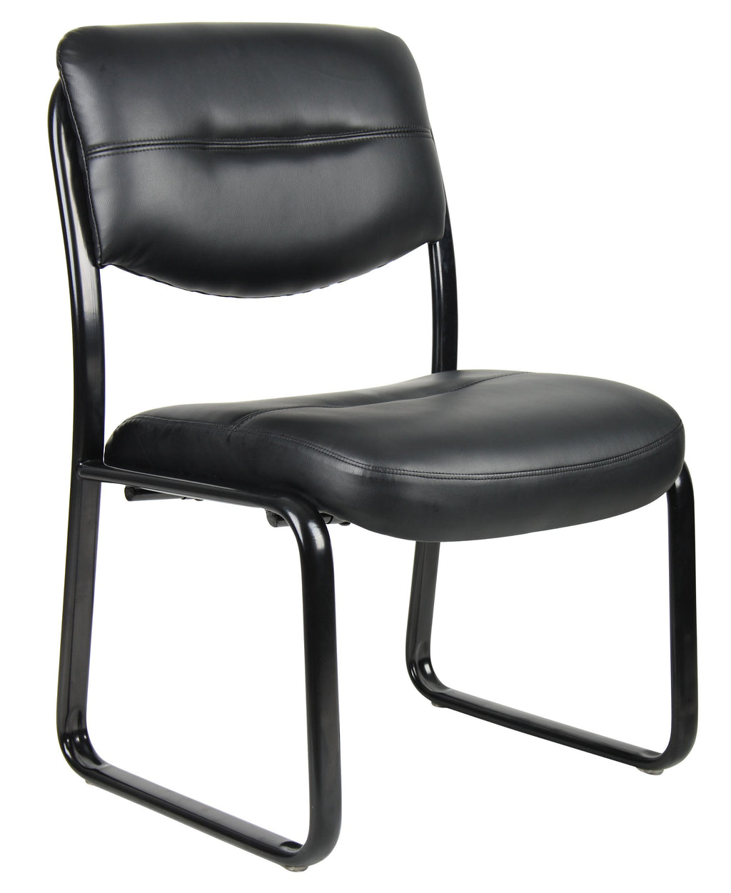 B9539 Leather Sled Base Side Chair in Black, 250