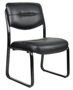 B9539 Leather Sled Base Side Chair in Black, 250