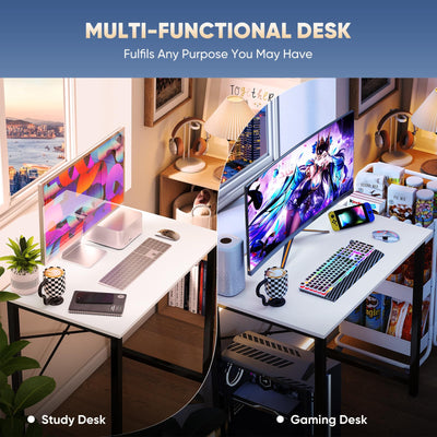 32 Inch Small Computer Desk for Home Office, Modern Study Work Table Simple Style for Bedroom, Writing Desks with X-Shaped ReInchforcement, Black