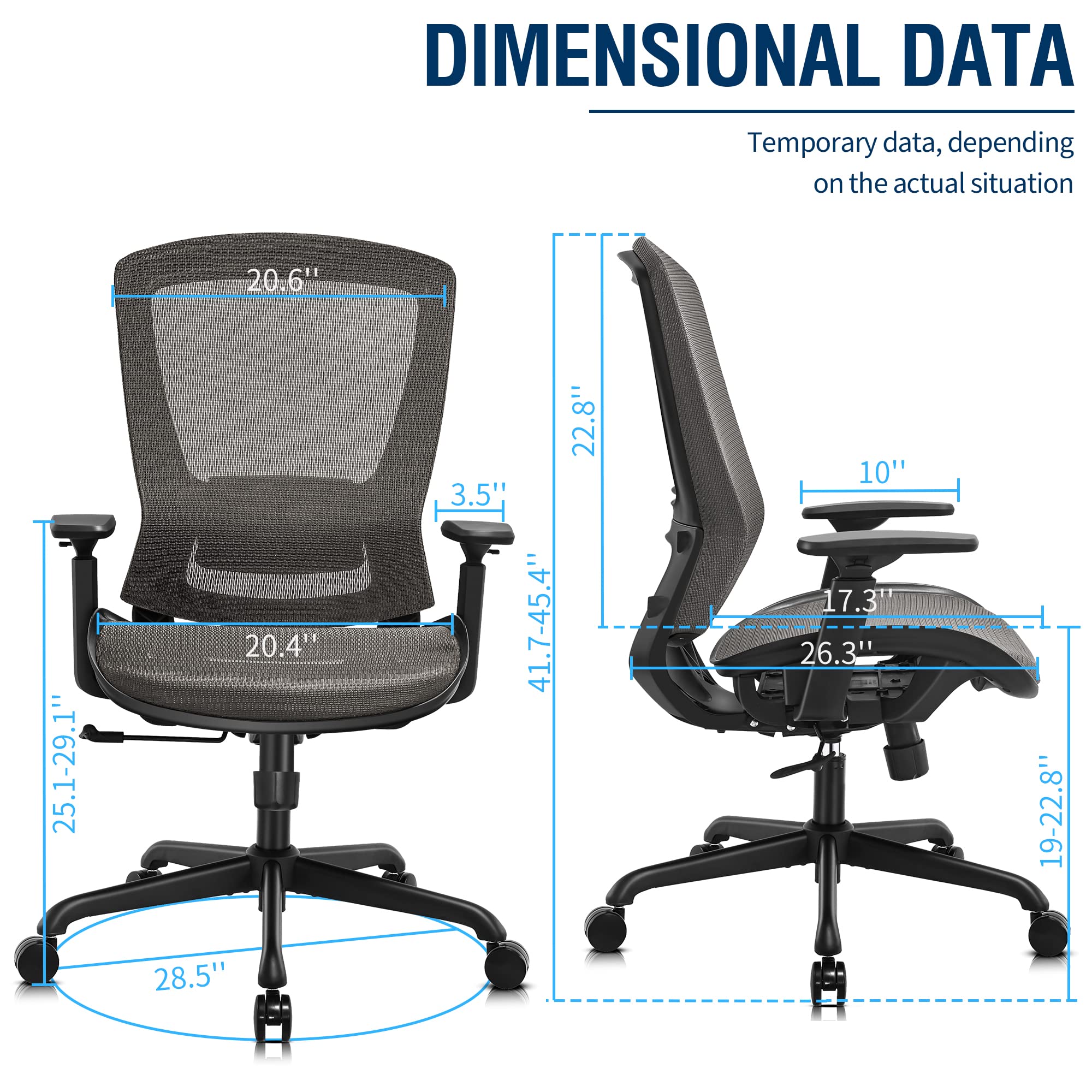 Ergonomic Office Chair | Mesh Computer Desk Chair with Lumbar Support & Adjustable Height