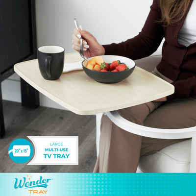 Wonder Tray, Adjustable Swivel Table, Large Laptop Stand, Couch Desk, Side Tables & Gaming Bench, TV-Trays for Eating on Couches, Chairs, Recliners, Maple
