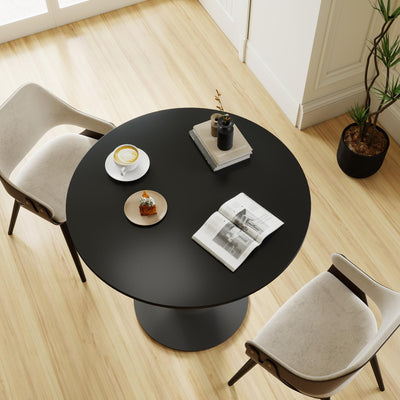 Black Round Dining Table, 27.6