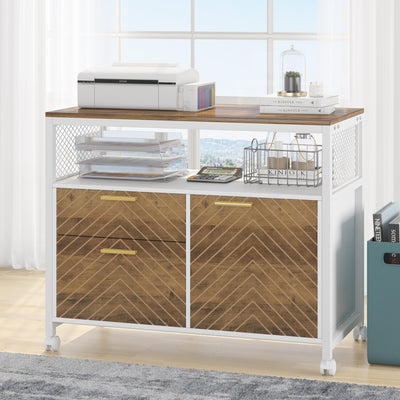 Office Desk with Drawers Sets, 63 inches L Shaped Computer Desk with Mobile File Cabinet,Big Executive Desk for Home Office Furniture Sets (Light Walnut, 63-inch)