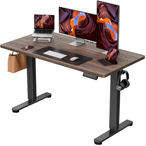 Height Adjustable Electric Standing Desk, 48 x 24 Inches Sit Stand up Desk, Memory Computer Home Office Desk, Dark Walnut