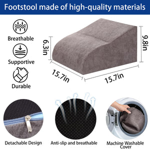 Foot Rest for Under Desk at Work, Ergonomic Under Desk Footrest with Washable Cover for Office, Home & Gaming Leg Elevation Pillow Dark Gray
