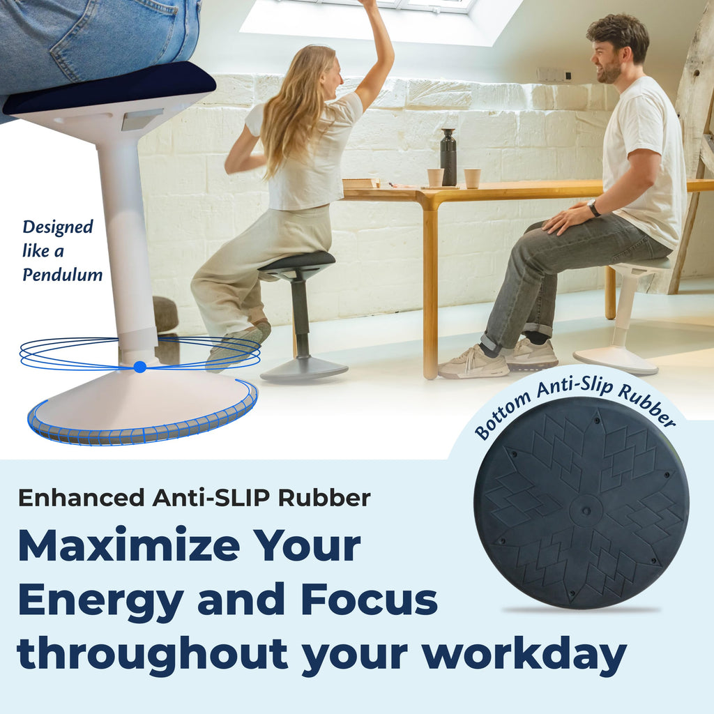 Standing Desk Stool Chair, Height Adjustable Stool 21-31 inch for Office and Classroom, Swivel seat, Anti-Slip Bottom Ergonomic Wobble Stool with Rocking Motion, Blue