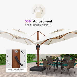 12ft Patio Umbrella Outdoor Square Umbrellas Large Cantilever Umbrella Windproof Offset Heavy Duty Sun Umbrellas for Garden Deck Pool Patio, Cream