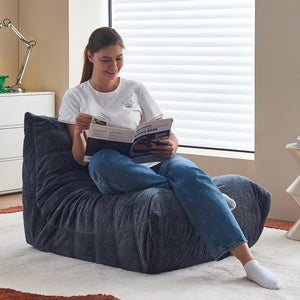 Bean Bag Chairs for Adults, Giant Bean Bag Chair, Memory Foam Beanbag Chair, One-Piece Foam Padding, Bean Bag Sofa for Living Room, Dorms, Apartments, Reading Corner (Blue Grey Plush)