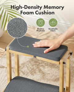 Double Step Foot Rest for Under Desk, 4 Adjustable Heights Bamboo Under Desk footrest with Soft Cushion, Dual-Layer Desk Foot Stool for Office Home Gaming, Natural Wood Foot Rests for Work