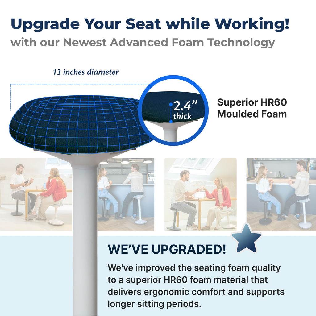 Standing Desk Stool Chair, Height Adjustable Stool 21-31 inch for Office and Classroom, Swivel seat, Anti-Slip Bottom Ergonomic Wobble Stool with Rocking Motion, Blue