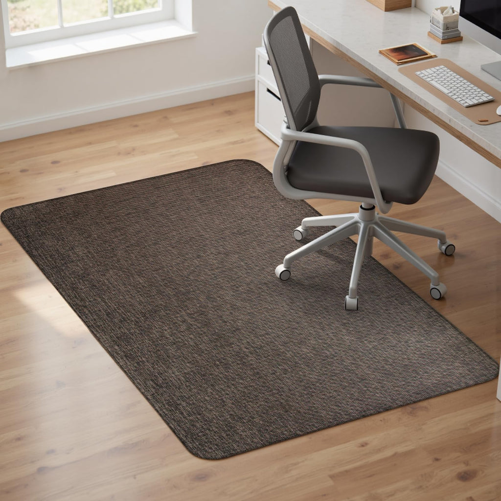 Office Chair Mat for Hardwood & Tile Floor,Computer Gaming Chair Mat for Rolling Chairs Non-Curve, Anti-Slip, Heavy Duty Floor Protector for Home Office,Dark Coffee (48" x 55")