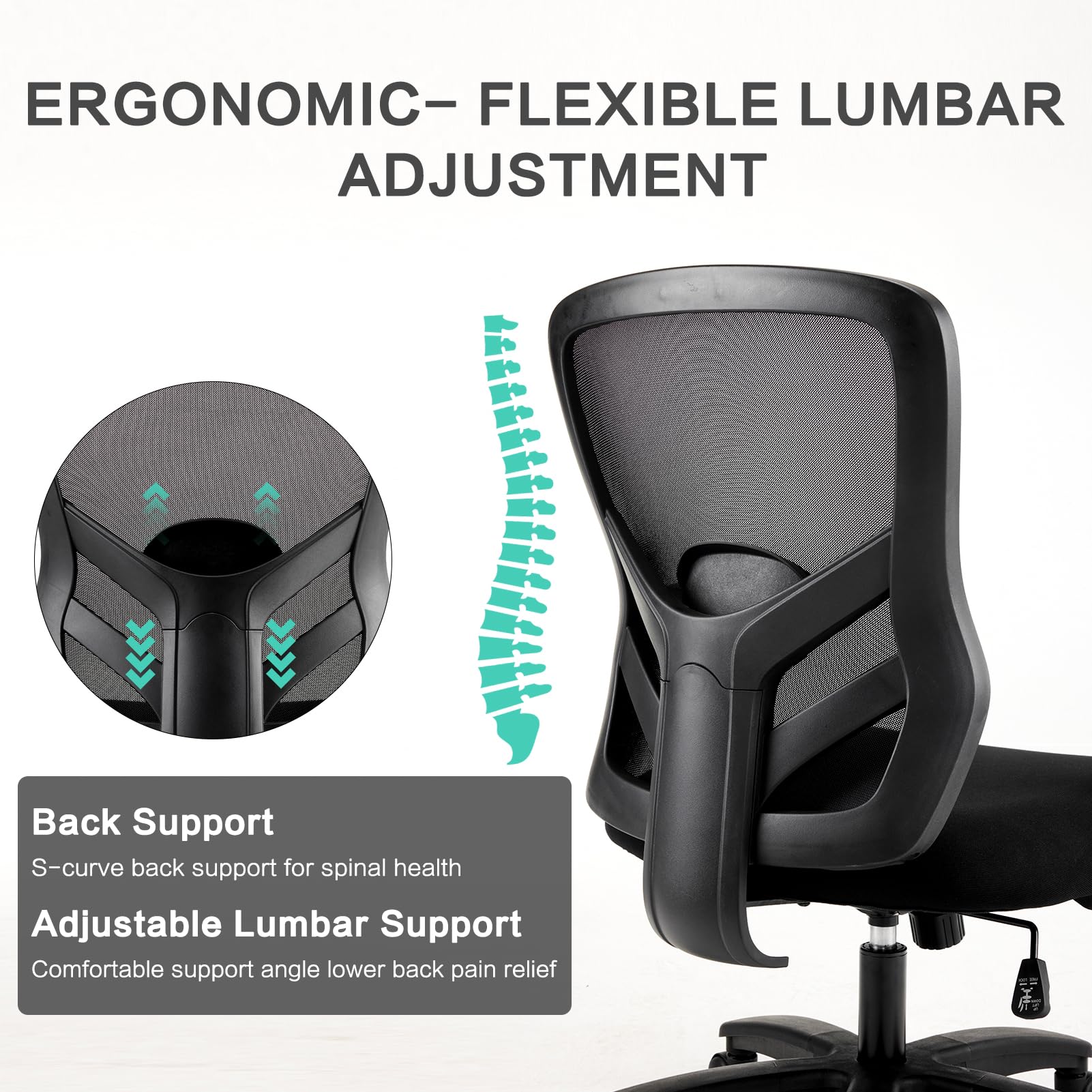 Big and Tall Office Chair 500LBS - Computer Desk Chair with Adjustable Lumbar Support, Heavy Duty Ergonomic Mesh with 360 Rotation 4D Arm and Extra Wide Comfty Seat, Quiet Wheels for Adults