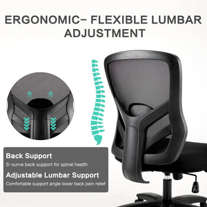 Big and Tall Office Chair 500LBS - Computer Desk Chair with Adjustable Lumbar Support, Heavy Duty Ergonomic Mesh with 360 Rotation 4D Arm and Extra Wide Comfty Seat, Quiet Wheels for Adults