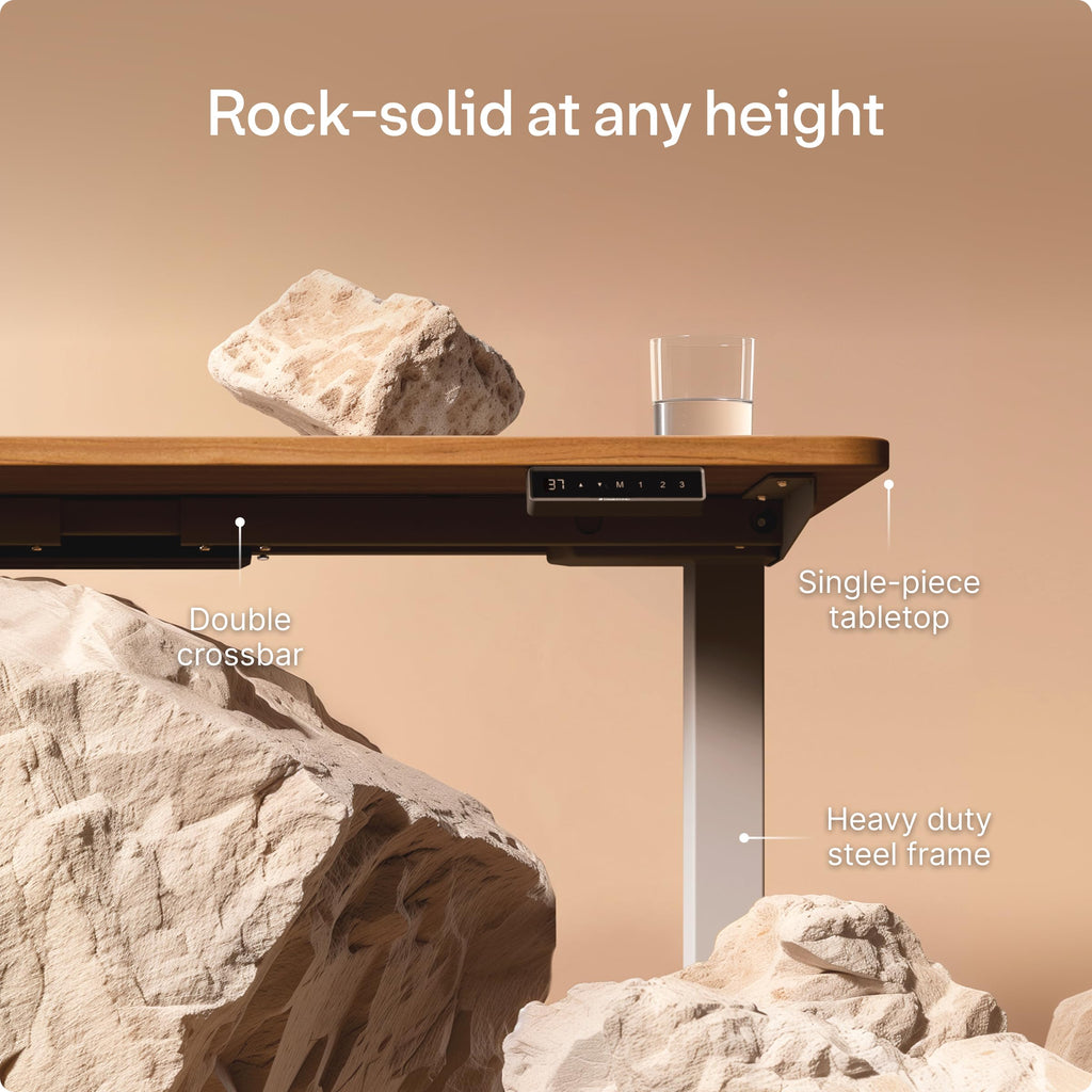HomePro Standing Desk 54x28 — Made in Europe, Ergonomic Sit Stand Home Office Desk, Electric Height Adjustable, Dual Motor, USB & USB-C Charging, Wobble-Free, Touchscreen, 3 Memory Presets