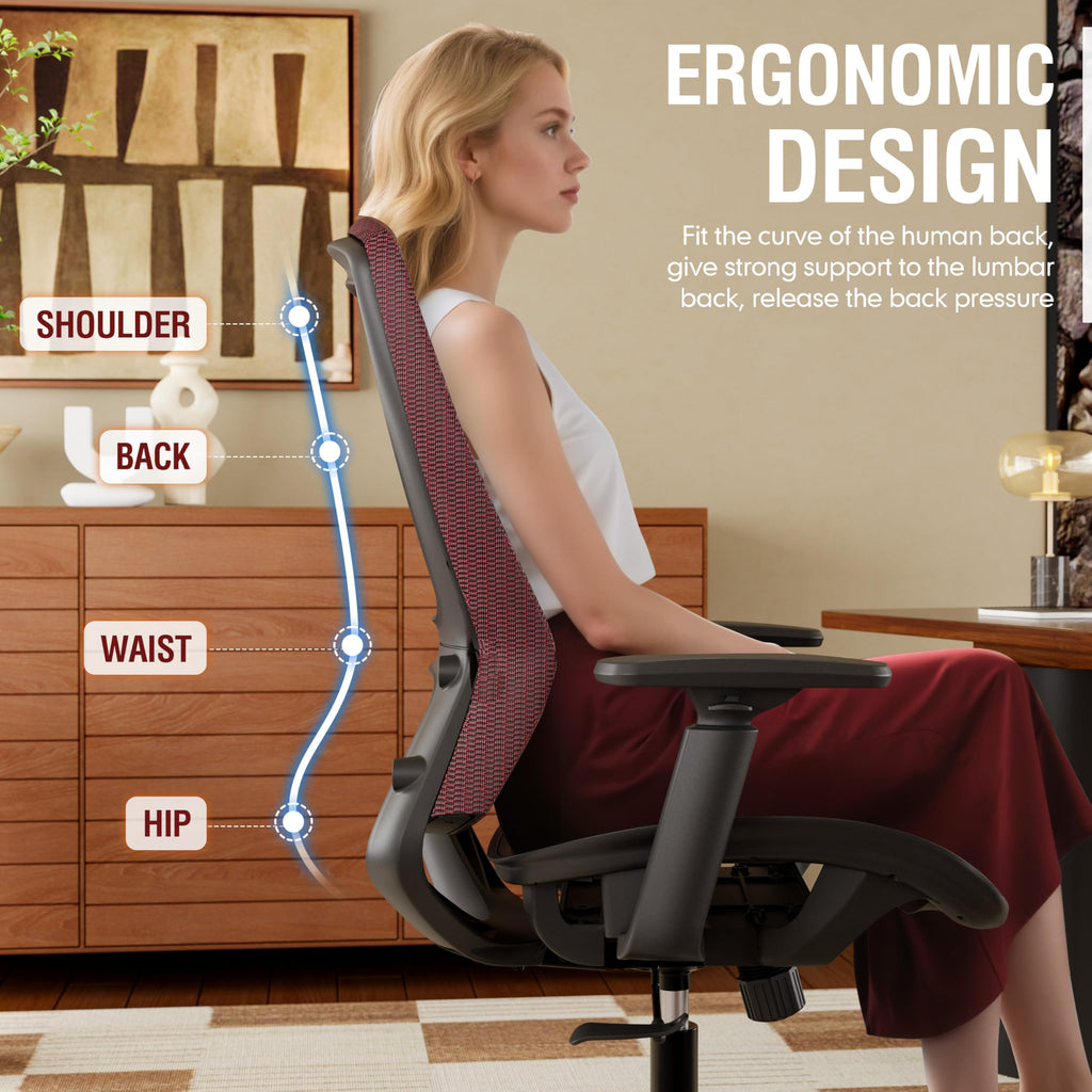 Office Chair,Ergonomic Computer Desk Chair,Sturdy Task Chair- Adjustable Lumbar Support & Armrests,Tilt Function,Comfort Wide Seat,Swivel Home Office Chair