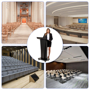 Podium Stand with 4 Locking Wheels, Lecterns & Podiums for Church School Office Conference Home, Heavy Duty Metal, Large Storage Area, Slant Desktop, 50.4
