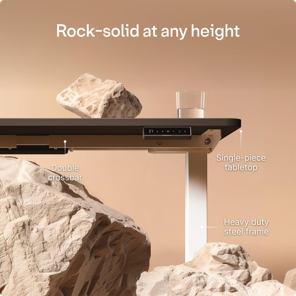HomePro Standing Desk 54x28 — Made in Europe, Ergonomic Sit Stand Home Office Desk, Electric Height Adjustable, Dual Motor, USB & USB-C Charging, Wobble-Free, Touchscreen, 3 Memory Presets