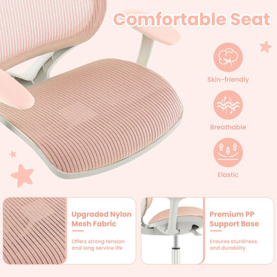 Kids Desk Chair, Height Adjustable Children Study Computer Chair with Armrests, Sit-Brake Casters, Swivel Mesh Task Chair for Boys Girls Teens Students, Kids Chair for Home, Office, School