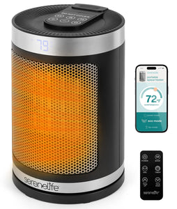 Smart Space Heater – 1500W Indoor Electric Heater with Thermostat, Remote Control, 12-Hour Timer, Wi-Fi Enabled PTC Ceramic Heating for Home and Office, Black (5.9