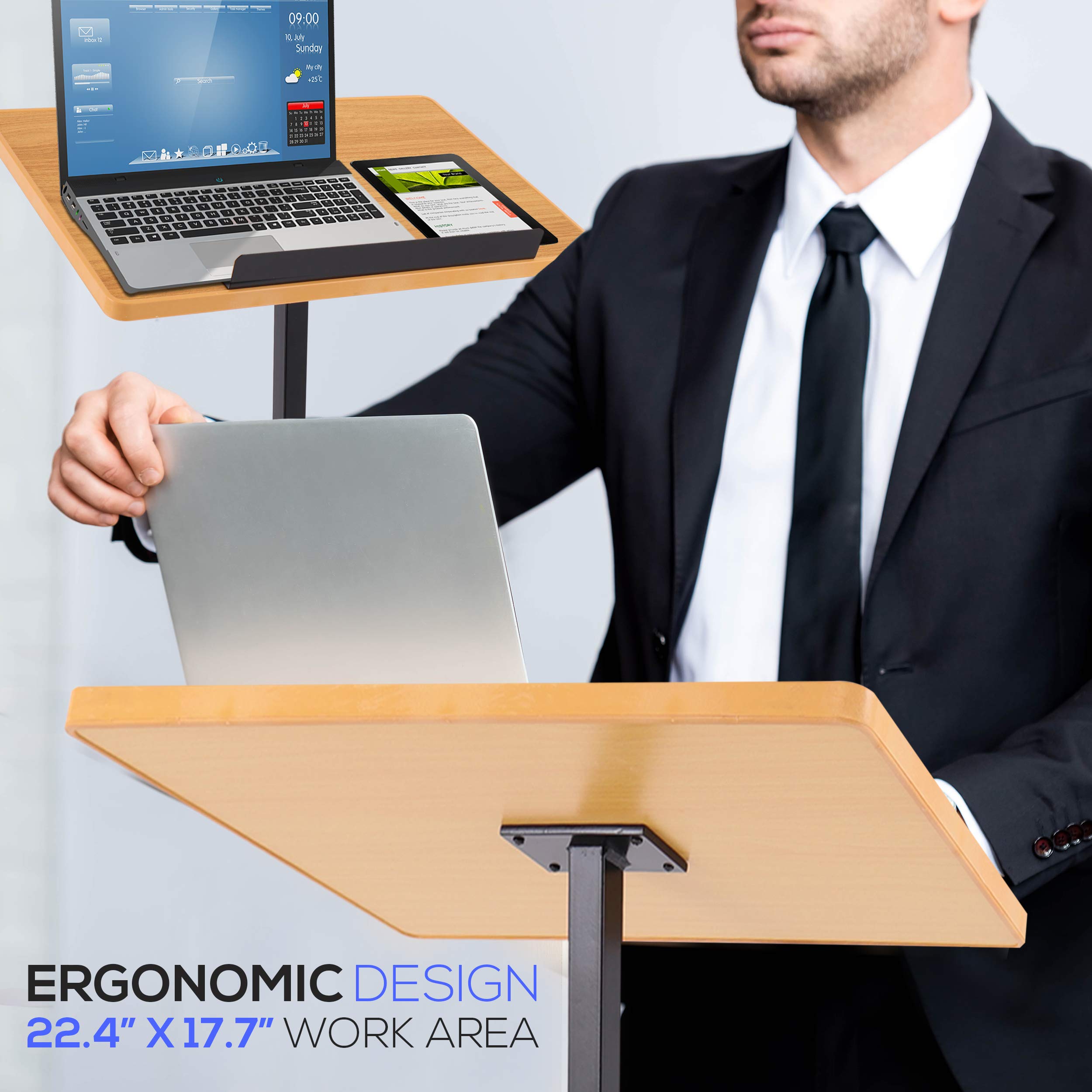 Portable Floor Lectern Podium Stand-Height Adjustable Steady Standing Design Teacher Speaker Lecture Classroom Presentation Stand, Laptop Computer Book Holder w/ Slanted Top Shelf PLCTND44,BLACK