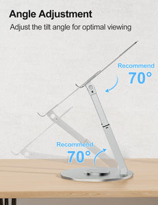 Laptop Stand for Desk with 360° Swivel Base, Sit to Stand, Height Adjustable, Portable Riser Holder for Good Posture, Compatible with All Laptops 10-17