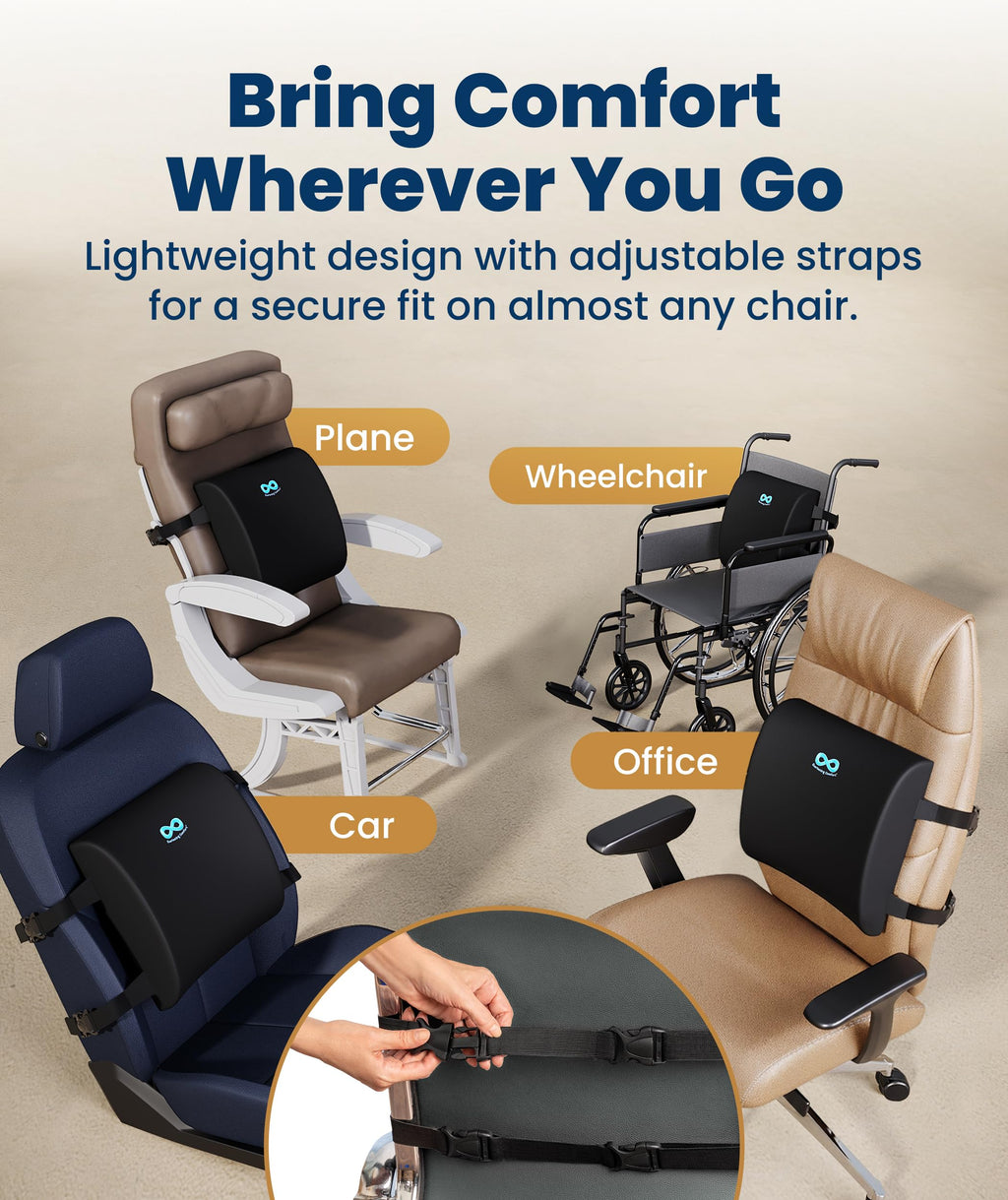 The Original Lumbar Support Pillow for Office Chair - Improves Posture, Promotes Back Pain Relief - Superior Back Support for Gaming and Desk Chairs - Lumbar Pillow for Car, Couch