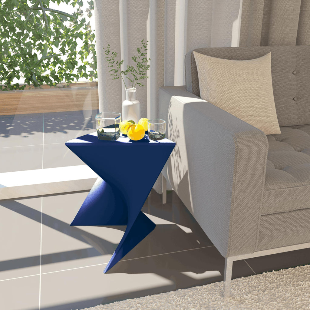 15.75" Navy Blue Stackable Side Table - Weather-Resistant Plastic Triangular Accent End Table for Indoor & Outdoor Use