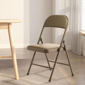 4 Pack Folding Chairs with Padded Vinyl Cushion Chairs with Comfortable Cushion and Durable Steel Frame for Home and Office, for Indoor and Outdoor Events (Kahki, Vinyl)