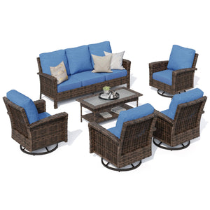 Patio Furniture Set, 4 x High Back Swivel Chairs with 5.5
